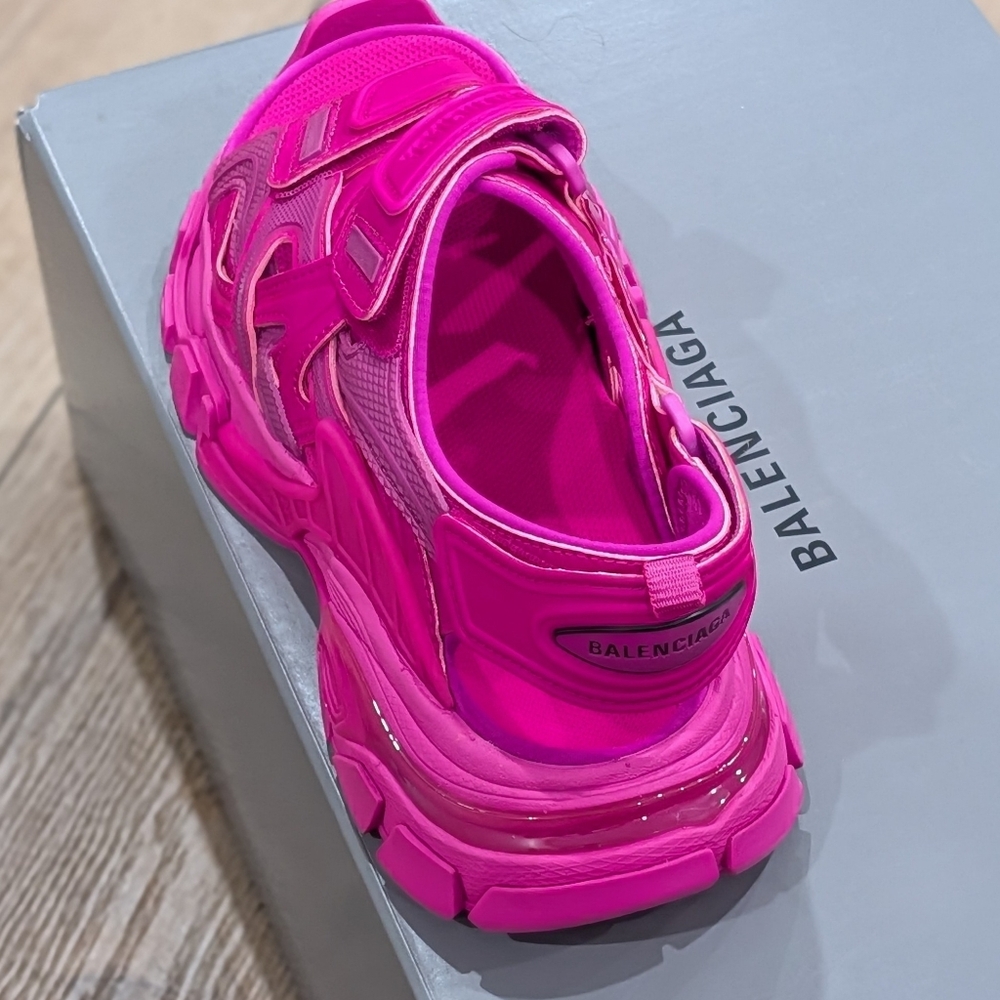 $995 Womens Balenciaga 25MM Monochrome Strapped Sandals Pink 37 US 7 - Picture 5 of 10